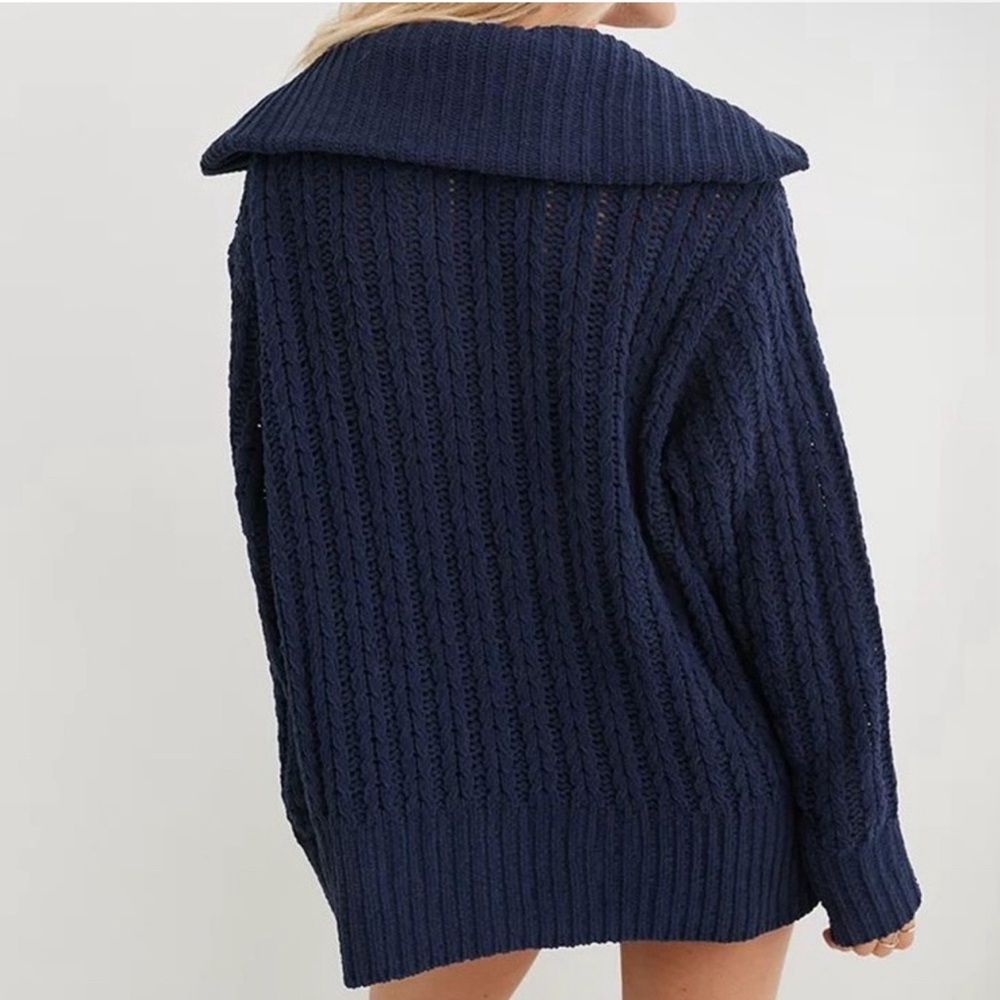 aerie oversized quarter zip knit sweater-medium